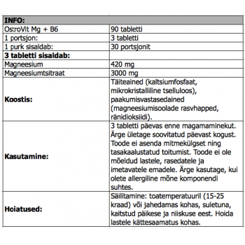 Magneesium Tsitraat B6 (90tab/30päeva) OstroVit EU