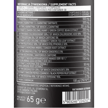 Fat Burner eXtreme (90kaps/90serv) OstroVit EU