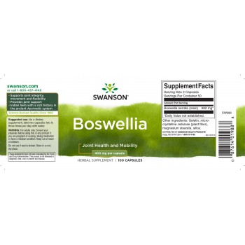 Viirukipuu ekstrakt / Boswellia 400mg  (100kaps/50serv) Swanson USA