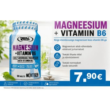 Magneesium Tsitraat+B6 (90tab/90serv) RealPharm EU Magneesium Tsitraat+B6 (90tab/90serv) RealPharm EU
